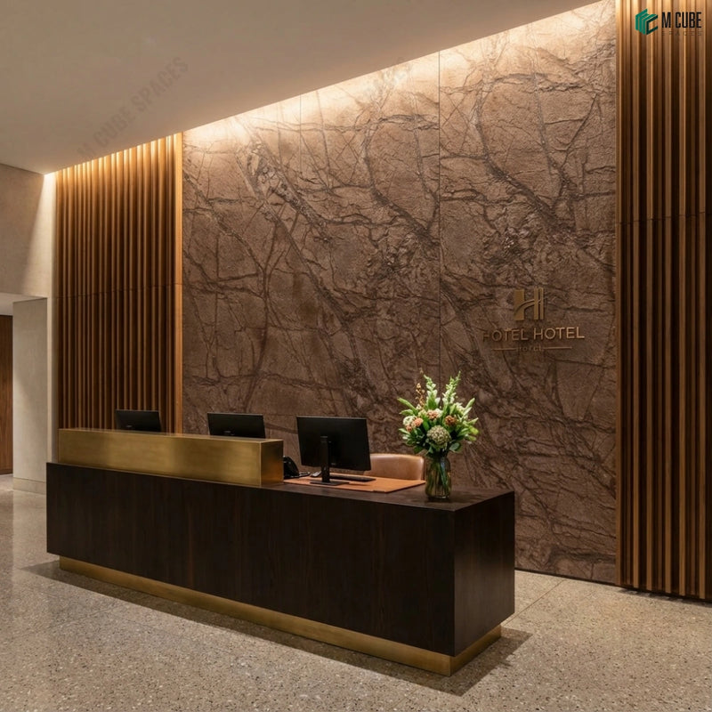 Premium Hotel Lobby Feature Wall with Stone Veneers