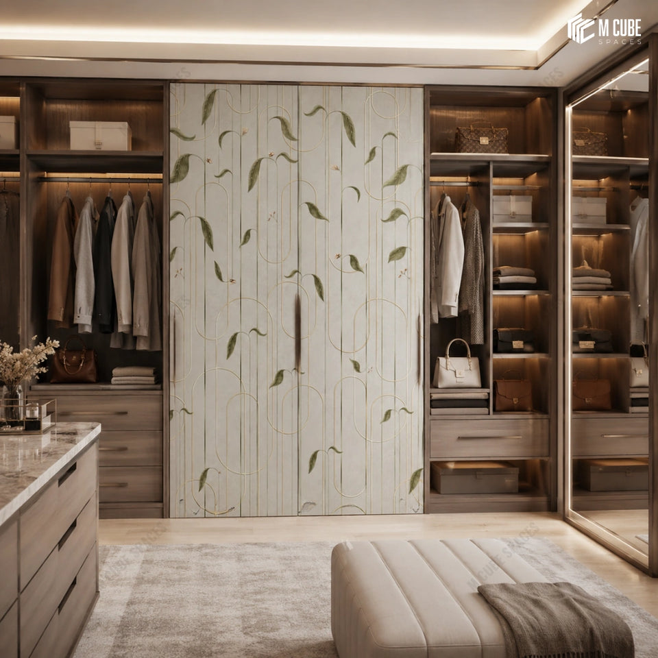 Botanical Vine Laminate Wardrobe Shutters for a Soft Luxury Dressing Room - Living inspiration