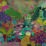 The Emerald Lagoon Botanical wallpaper for living room & resort interiors | MWA-LWZ-214