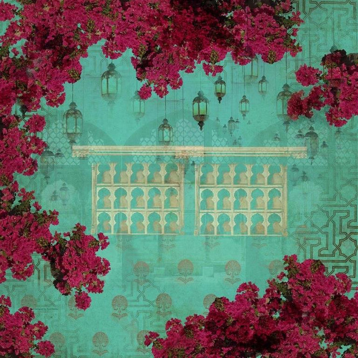 Teal Lantern Archway Architecture wallpaper for hotel lobby & lounge interiors | MWA-LWZ-212