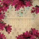 Vintage Bloom Courtyard Architecture wallpaper for living room & foyer interiors | MWA-LWZ-211