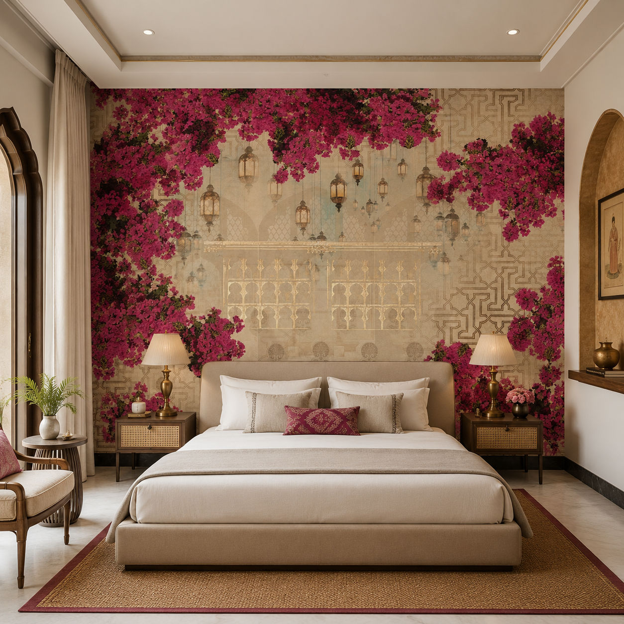 Vintage Bloom Courtyard Architecture wallpaper design view 2 | MWA-LWZ-211