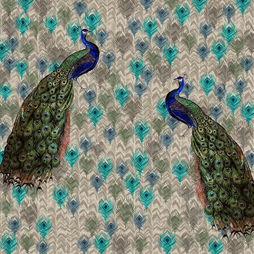 Azure Plume Motif Wildlife wallpaper for living room & bedroom interiors | MWA-LWZ-207