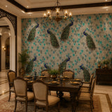 Azure Plume Motif Wildlife wallpaper design view 2 | MWA-LWZ-207