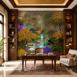 Nocturnal Palace Oasis Landscape wallpaper design view 2 | MWA-LWZ-206