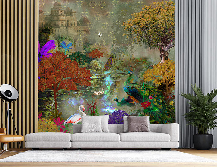 Golden Mist Sanctuary Landscape wallpaper design view 2 | MWA-LWZ-205