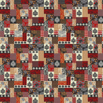 Crimson Damask Patchwork Botanical wallpaper for living room & bedroom interiors | MWA-LWZ-204