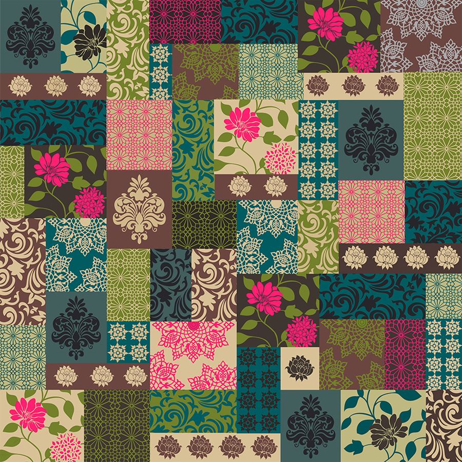 Emerald & Teal Floral Tile Botanical wallpaper for living room & dining room interiors | MWA-LWZ-203