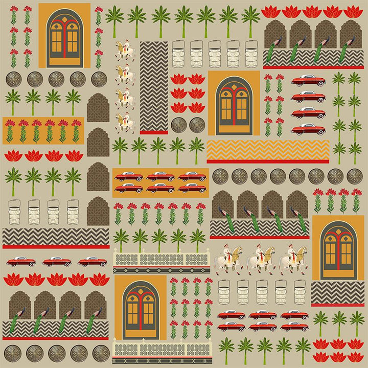 Amber Heritage Icons Cultural Heritage wallpaper for hotel lobby & lounge interiors | MWA-LWZ-201