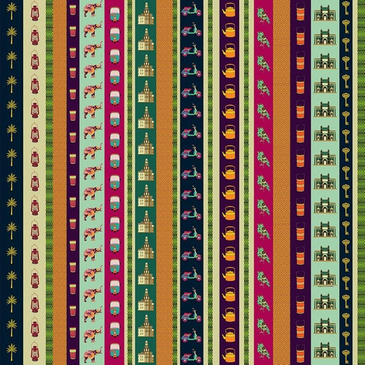 Tropical Kitsch Stripes Cultural Heritage wallpaper for hotel lobby & lounge interiors | MWA-LWZ-200