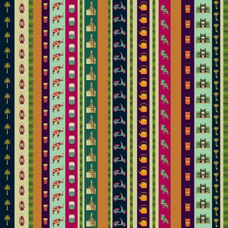 Tropical Kitsch Stripes Cultural Heritage wallpaper for hotel lobby & lounge interiors | MWA-LWZ-200