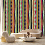 Tropical Kitsch Stripes Cultural Heritage wallpaper design view 2 | MWA-LWZ-200