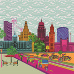 Mumbai Pop Skyline Architecture wallpaper for hotel lobby & lounge interiors | MWA-LWZ-194