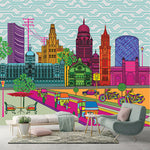Mumbai Pop Skyline Architecture wallpaper design view 2 | MWA-LWZ-194