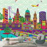 Urban Mumbai Dream Architecture wallpaper for living room & foyer interiors | MWA-LWZ-193