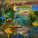 Tropical Backwaters Landscape wallpaper for living room & resort interiors | MWA-LWZ-192
