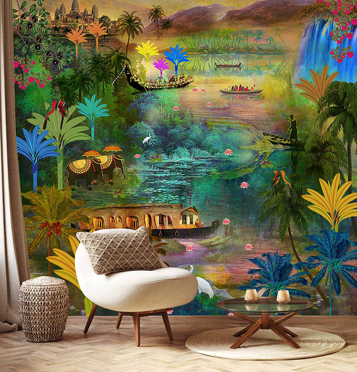 Tropical Backwaters Landscape wallpaper design view 2 | MWA-LWZ-192