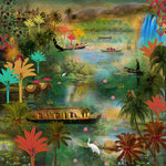 Golden Kerala Vibe Landscape wallpaper for living room & resort interiors | MWA-LWZ-191