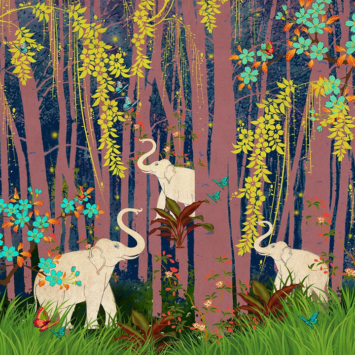 Mystical Pink Forest Botanical wallpaper for living room & bedroom interiors | MWA-LWZ-190