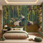 Emerald Elephant Grove Botanical wallpaper design view 2 | MWA-LWZ-189