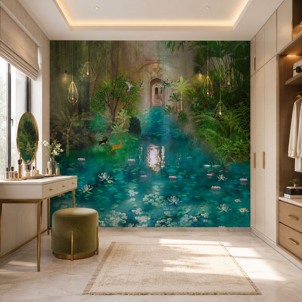 Enchanted Lotus Pond Landscape wallpaper design view 2 | MWA-LWZ-186