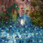 Sunset Lotus Sanctuary Landscape wallpaper for living room & hospitality interiors | MWA-LWZ-185