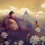 Golden Zen Buddha Spiritual wallpaper for spa & meditation room interiors | MWA-LWZ-184