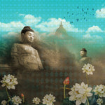 Turquoise Serenity Spiritual wallpaper for meditation & prayer room interiors | MWA-LWZ-183