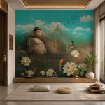 Turquoise Serenity Spiritual wallpaper design view 2 | MWA-LWZ-183