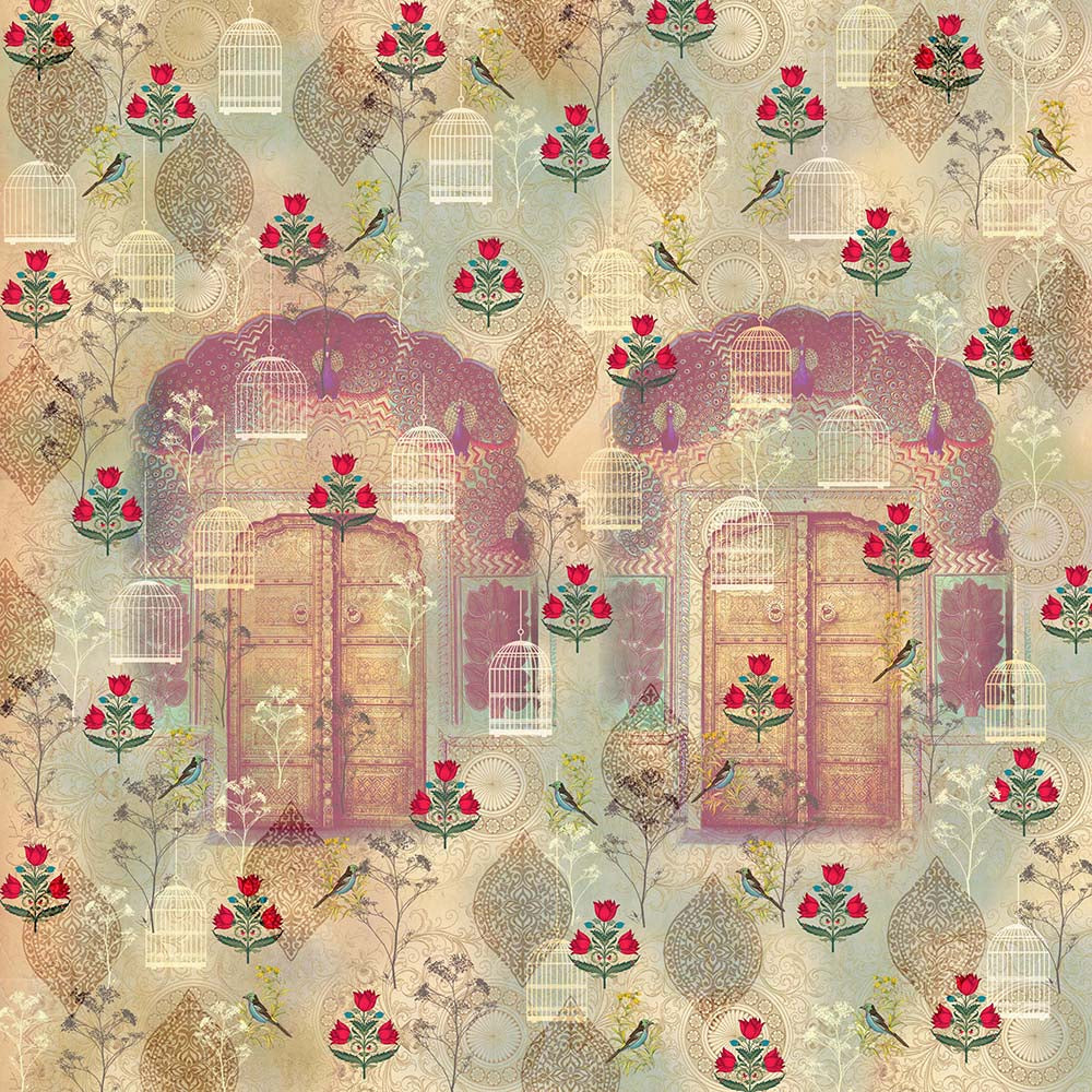 Royal Mughal Gateway Architecture wallpaper for hotel lobby & lounge interiors | MWA-LWZ-182