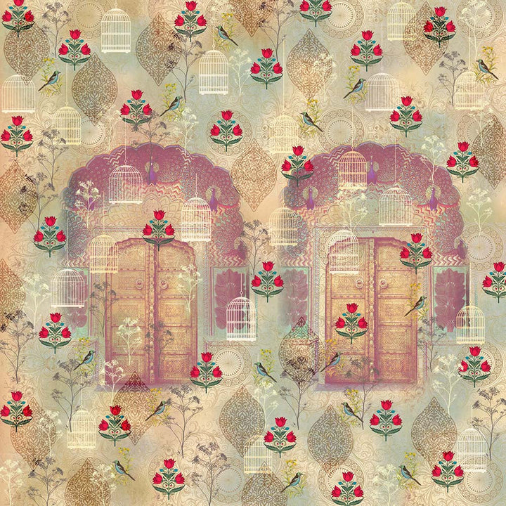 Royal Mughal Gateway Architecture wallpaper for hotel lobby & lounge interiors | MWA-LWZ-182