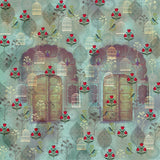 Teal Heritage Pattern Architecture wallpaper for living room & foyer interiors | MWA-LWZ-181