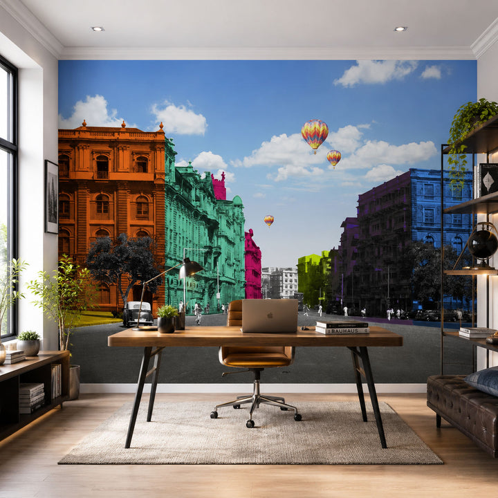 Technicolor Heritage City Architecture wallpaper design view 2 | MWA-LWZ-180