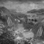 Monochrome Valley Landscape wallpaper for living room & hospitality interiors | MWA-LWZ-178