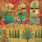 Lakeside Arches (Terracotta) Architecture wallpaper for living room & foyer interiors | MWA-LWZ-175