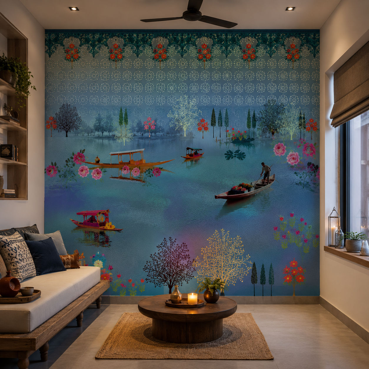 Azure Lake Life Landscape wallpaper design view 2 | MWA-LWZ-174