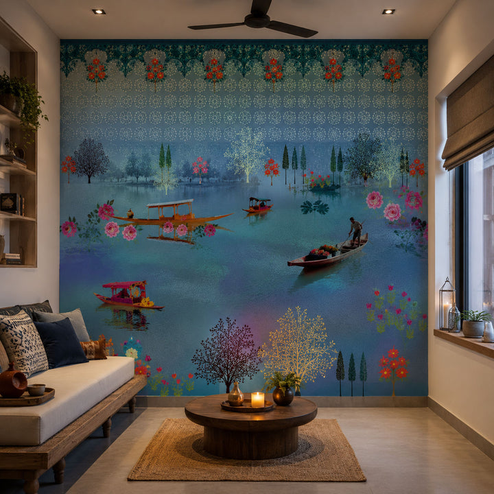 Azure Lake Life Landscape wallpaper design view 2 | MWA-LWZ-174