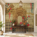 Golden Jali Heritage Architecture wallpaper design view 2 | MWA-LWZ-169