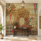 Golden Jali Heritage Architecture wallpaper design view 2 | MWA-LWZ-169