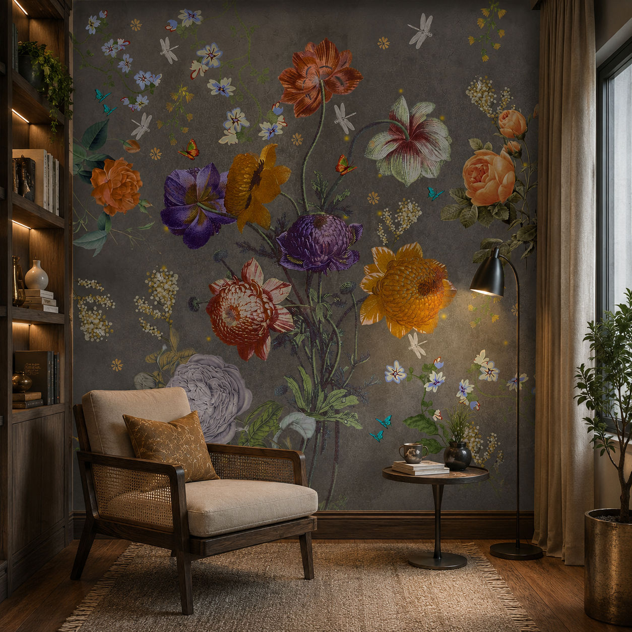Midnight Botanical Botanical wallpaper design view 2 | MWA-LWZ-164