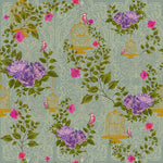Chinoiserie Cages (Purple) Botanical wallpaper for dining room & bedroom interiors | MWA-LWZ-161