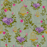 Chinoiserie Cages (Purple) Botanical wallpaper for dining room & bedroom interiors | MWA-LWZ-161