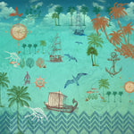 Nautical Voyager (Teal) Nautical wallpaper for living room & children’s room interiors | MWA-LWZ-160