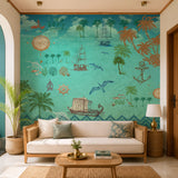 Nautical Voyager (Teal) Nautical wallpaper design view 2 | MWA-LWZ-160