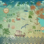 Nautical Voyager (Sand) Nautical wallpaper for living room & children’s room interiors | MWA-LWZ-159