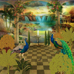 Peacock Palace Garden Wildlife wallpaper for living room & bedroom interiors | MWA-LWZ-156