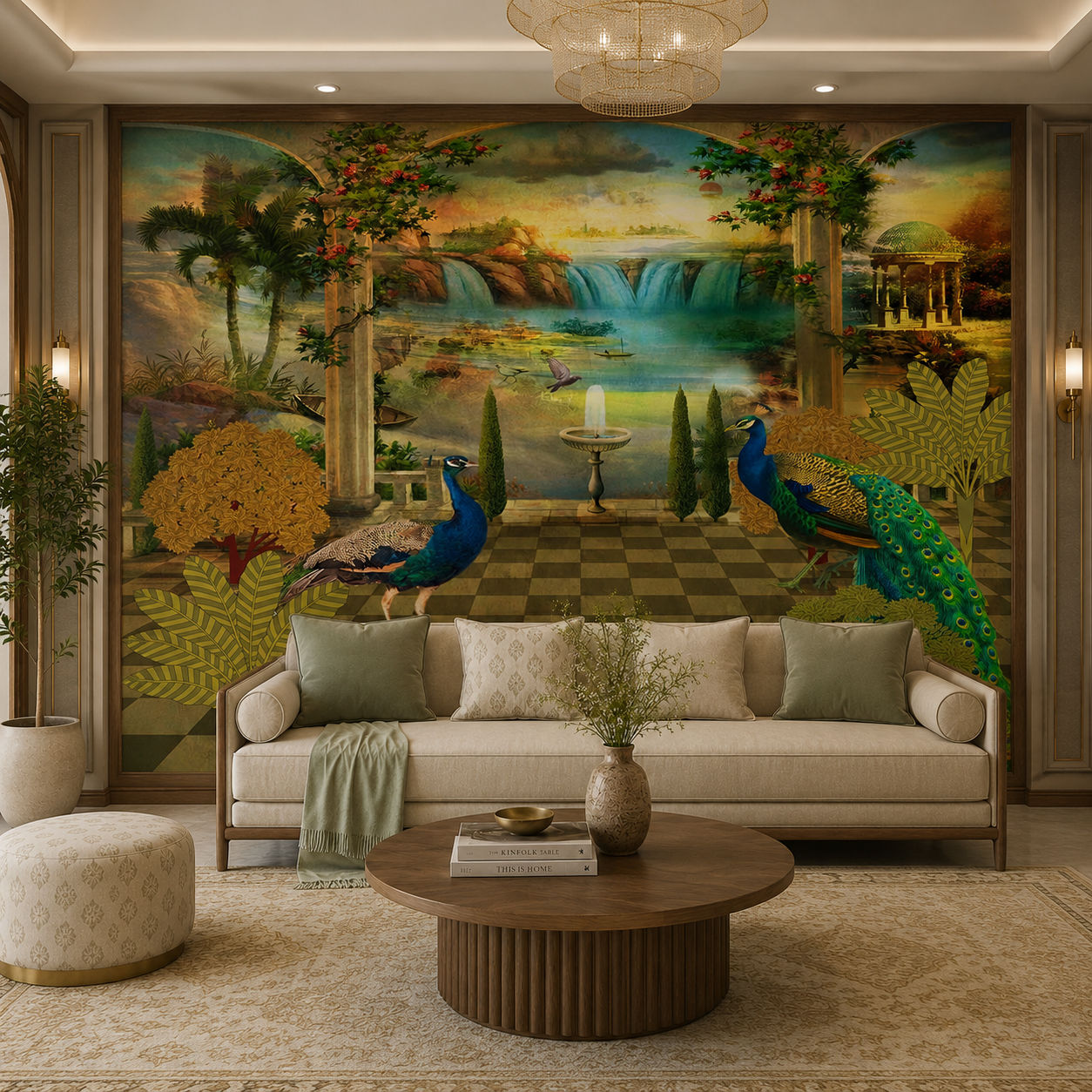 Peacock Palace Garden Wildlife wallpaper design view 2 | MWA-LWZ-156