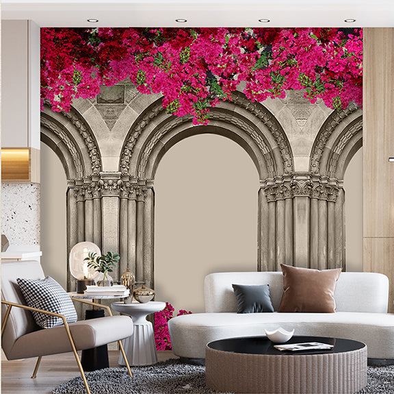 Floral Grandeur Archway Architecture wallpaper design view 2 | MWA-LWZ-154