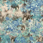 Cerulean Elephant Safari Wildlife wallpaper for living room & bedroom interiors | MWA-LWZ-153