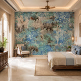 Cerulean Elephant Safari Wildlife wallpaper design view 2 | MWA-LWZ-153